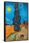 Road with Cypresses-Vincent van Gogh-Framed Stretched Canvas