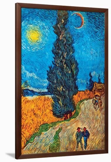 Road with Cypresses-Vincent van Gogh-Framed Art Print