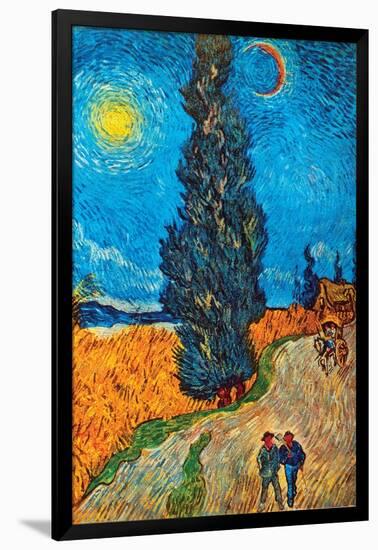 Road with Cypresses-Vincent van Gogh-Framed Art Print