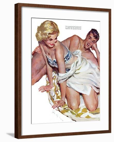 Roadhouse Woman  - Saturday Evening Post "Leading Ladies", December 1, 1951 pg.21-John Fernie-Framed Giclee Print