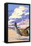 Roadrunner Scene-Lantern Press-Framed Stretched Canvas