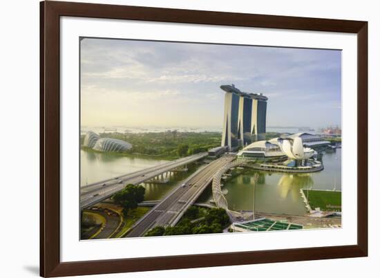 Roads Leading to the Marina Bay Sands, Gardens by the Bay and Artscience Museum at Sunrise-Fraser Hall-Framed Photographic Print