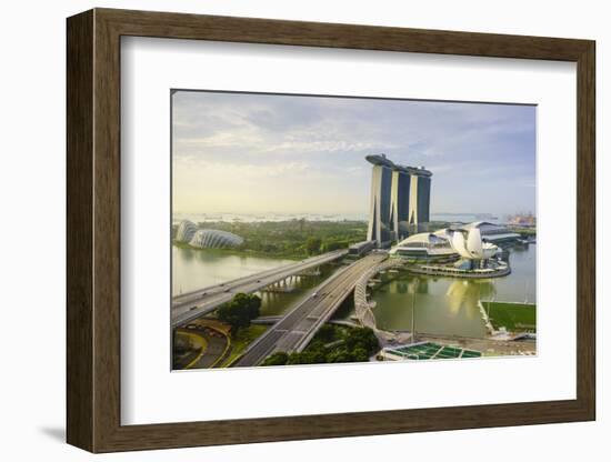 Roads Leading to the Marina Bay Sands, Gardens by the Bay and Artscience Museum at Sunrise-Fraser Hall-Framed Photographic Print