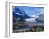 Roadside Building Dwarfed by the Athabasca Glacier in the Jasper National Park, Alberta, Canada-Tovy Adina-Framed Photographic Print