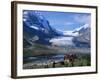 Roadside Building Dwarfed by the Athabasca Glacier in the Jasper National Park, Alberta, Canada-Tovy Adina-Framed Photographic Print