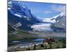 Roadside Building Dwarfed by the Athabasca Glacier in the Jasper National Park, Alberta, Canada-Tovy Adina-Mounted Photographic Print