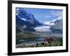 Roadside Building Dwarfed by the Athabasca Glacier in the Jasper National Park, Alberta, Canada-Tovy Adina-Framed Photographic Print