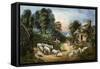 Roadside Cottage-Currier & Ives-Framed Stretched Canvas
