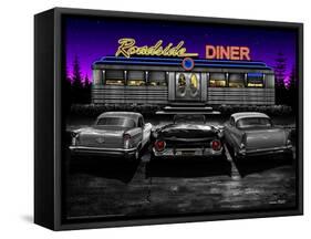 Roadside Diner - Black and White-Helen Flint-Framed Stretched Canvas