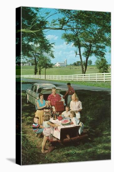 Roadside Family Picnic-null-Stretched Canvas