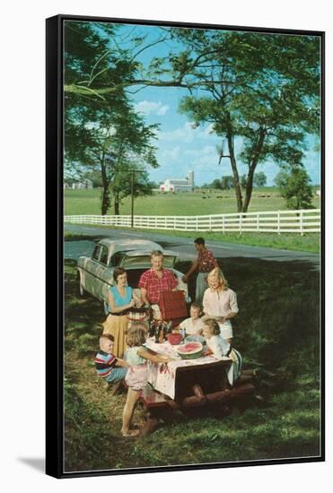 Roadside Family Picnic-null-Framed Stretched Canvas