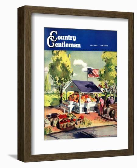 "Roadside Stand," Country Gentleman Cover, July 1, 1942-Hardie Gramatky-Framed Giclee Print