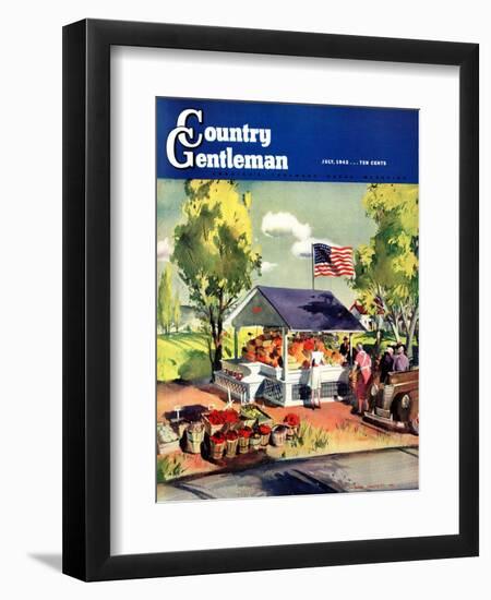 "Roadside Stand," Country Gentleman Cover, July 1, 1942-Hardie Gramatky-Framed Giclee Print