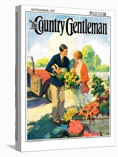 "Roadside Stand," Country Gentleman Cover, September 1, 1927-William Meade Prince-Stretched Canvas