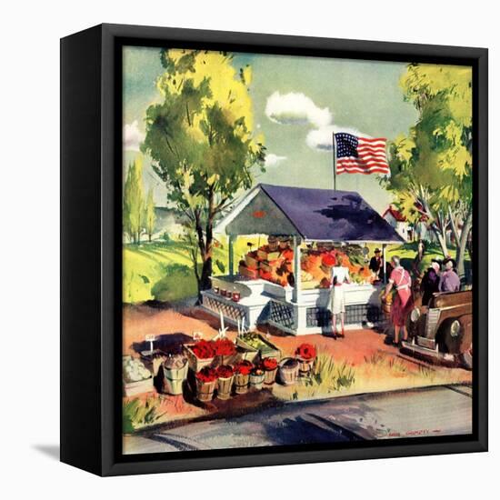 "Roadside Stand,"July 1, 1942-Hardie Gramatky-Framed Stretched Canvas