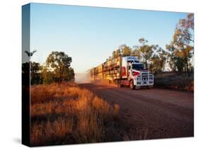 Roadtrain Hurtles Through Outback, Cape York Peninsula, Queensland, Australia-Oliver Strewe-Stretched Canvas