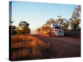 Roadtrain Hurtles Through Outback, Cape York Peninsula, Queensland, Australia-Oliver Strewe-Stretched Canvas