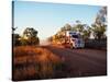 Roadtrain Hurtles Through Outback, Cape York Peninsula, Queensland, Australia-Oliver Strewe-Stretched Canvas