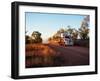 Roadtrain Hurtles Through Outback, Cape York Peninsula, Queensland, Australia-Oliver Strewe-Framed Premium Photographic Print