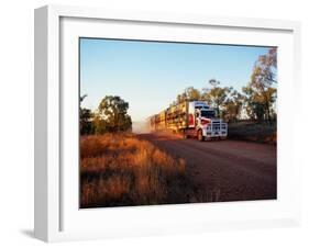 Roadtrain Hurtles Through Outback, Cape York Peninsula, Queensland, Australia-Oliver Strewe-Framed Premium Photographic Print