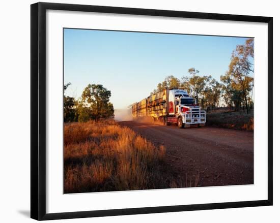 Roadtrain Hurtles Through Outback, Cape York Peninsula, Queensland, Australia-Oliver Strewe-Framed Photographic Print