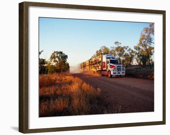 Roadtrain Hurtles Through Outback, Cape York Peninsula, Queensland, Australia-Oliver Strewe-Framed Photographic Print