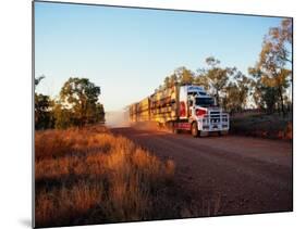 Roadtrain Hurtles Through Outback, Cape York Peninsula, Queensland, Australia-Oliver Strewe-Mounted Photographic Print