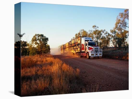 Roadtrain Hurtles Through Outback, Cape York Peninsula, Queensland, Australia-Oliver Strewe-Stretched Canvas