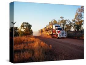 Roadtrain Hurtles Through Outback, Cape York Peninsula, Queensland, Australia-Oliver Strewe-Stretched Canvas