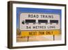 Roadtrain Sign a Sign Which Warns of Roadtrains-null-Framed Photographic Print