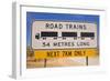 Roadtrain Sign a Sign Which Warns of Roadtrains-null-Framed Photographic Print