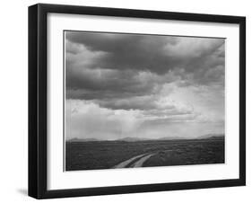 Roadway Low Horizon Mountains Clouded Sky "Near (Grand) Teton National Park" 1933-1942-Ansel Adams-Framed Art Print