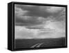 Roadway Low Horizon Mountains Clouded Sky "Near (Grand) Teton National Park" 1933-1942-Ansel Adams-Framed Stretched Canvas