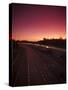 Roadworks and Lane Closures on the M5 Motorway at Dusk, Near Birmingham, West Midlands, England, UK-Ian Egner-Stretched Canvas