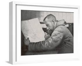 Roald Amundsen in the Cabin of His Ship Gjoa-null-Framed Premium Photographic Print