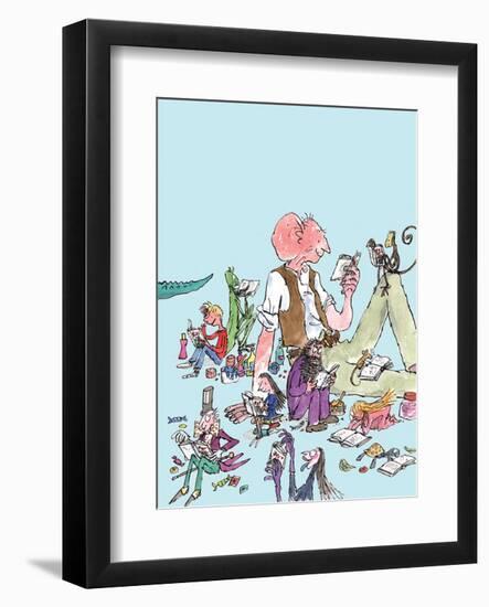 Roald Dahl Characters Reading-Quentin Blake-Framed Art Print