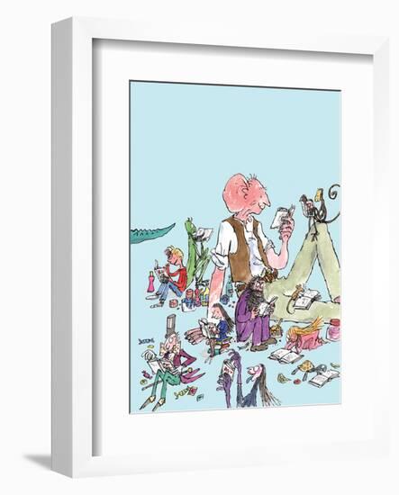 Roald Dahl Characters Reading-Quentin Blake-Framed Art Print