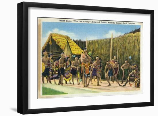 Roanoke Island, North Carolina - The Lost Colony Replication, Indian Scenes-Lantern Press-Framed Art Print