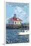 Roanoke Marshes Lighthouse - Outer Banks, North Carolina-Lantern Press-Framed Art Print