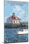 Roanoke Marshes Lighthouse - Outer Banks, North Carolina-Lantern Press-Mounted Art Print
