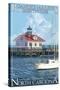 Roanoke Marshes Lighthouse - Outer Banks, North Carolina-Lantern Press-Stretched Canvas