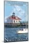 Roanoke Marshes Lighthouse - Outer Banks, North Carolina-Lantern Press-Mounted Art Print