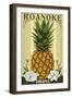 Roanoke, Virginia - Colonial Pineapple-Lantern Press-Framed Art Print