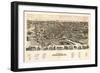 Roanoke, Virginia - Panoramic Map-Lantern Press-Framed Premium Giclee Print