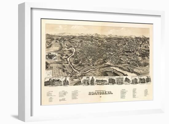Roanoke, Virginia - Panoramic Map-Lantern Press-Framed Art Print