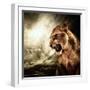 Roaring Lioness Against Stormy Sky-NejroN Photo-Framed Photographic Print