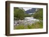 Roaring River, Wildflowers and Mountains, Lodal Valley Near Kjenndalen Glacier-Eleanor Scriven-Framed Photographic Print