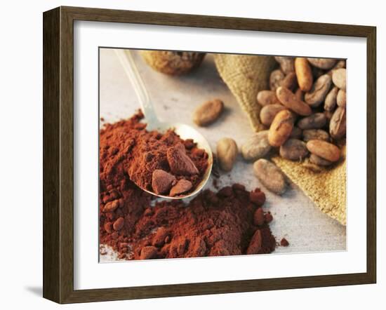 Roasted Cocoa Beans in Jute Sack and Cocoa Powder-Chris Meier-Framed Photographic Print