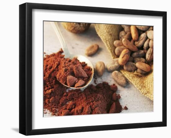 Roasted Cocoa Beans in Jute Sack and Cocoa Powder-Chris Meier-Framed Photographic Print