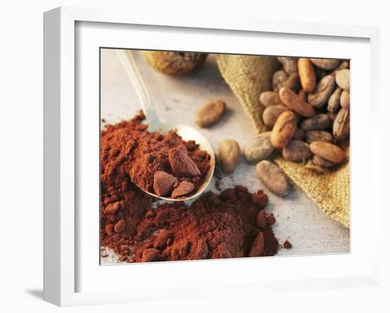 Roasted Cocoa Beans in Jute Sack and Cocoa Powder-Chris Meier-Framed Photographic Print